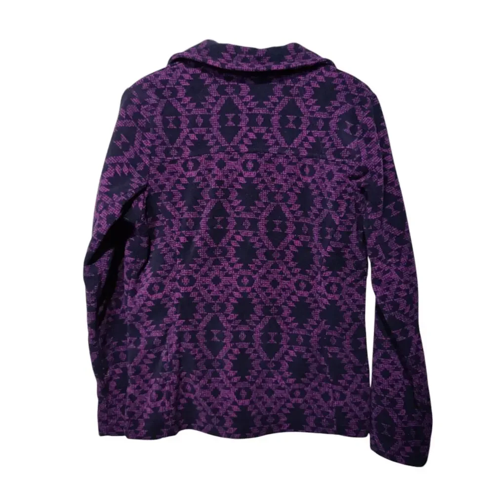 Columbia Women's Sz S Purple Aztec Southwestern Print Fleece Jacket Full Zip